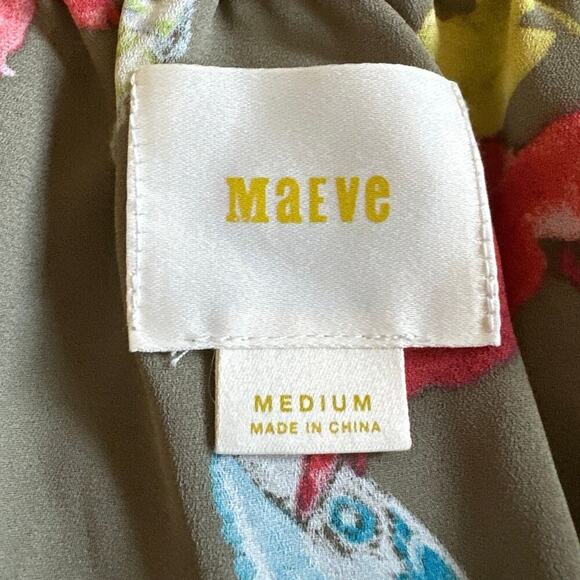 Anthropologie Maeve Vallita Off-The-Shoulder Floral Green Blouse Shirt Medium - Picture 6 of 6